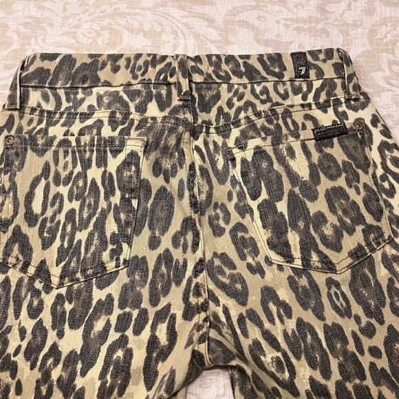 7 for All Mankind jeans brown & tan animal print stretch skinny ankle Sz 26 US 2 - Picture 5 of 9